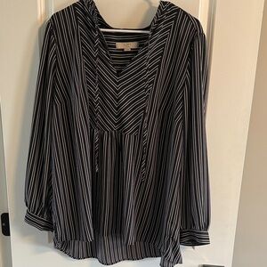 LOFT Black and White Chevron Stripe Blouse - Size 22 Plus